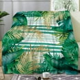 thumbnail image 1 of Paready Leaf Blanket Cozy Flannel Palm Leaf Throw Blanket Monstera Fleece Throw Green Stripes Plush Tropical Rainforest Blanket for Adults Kids Soft Plant Blanket for Couch Sofa Camping (60"x80"), 1 of 7