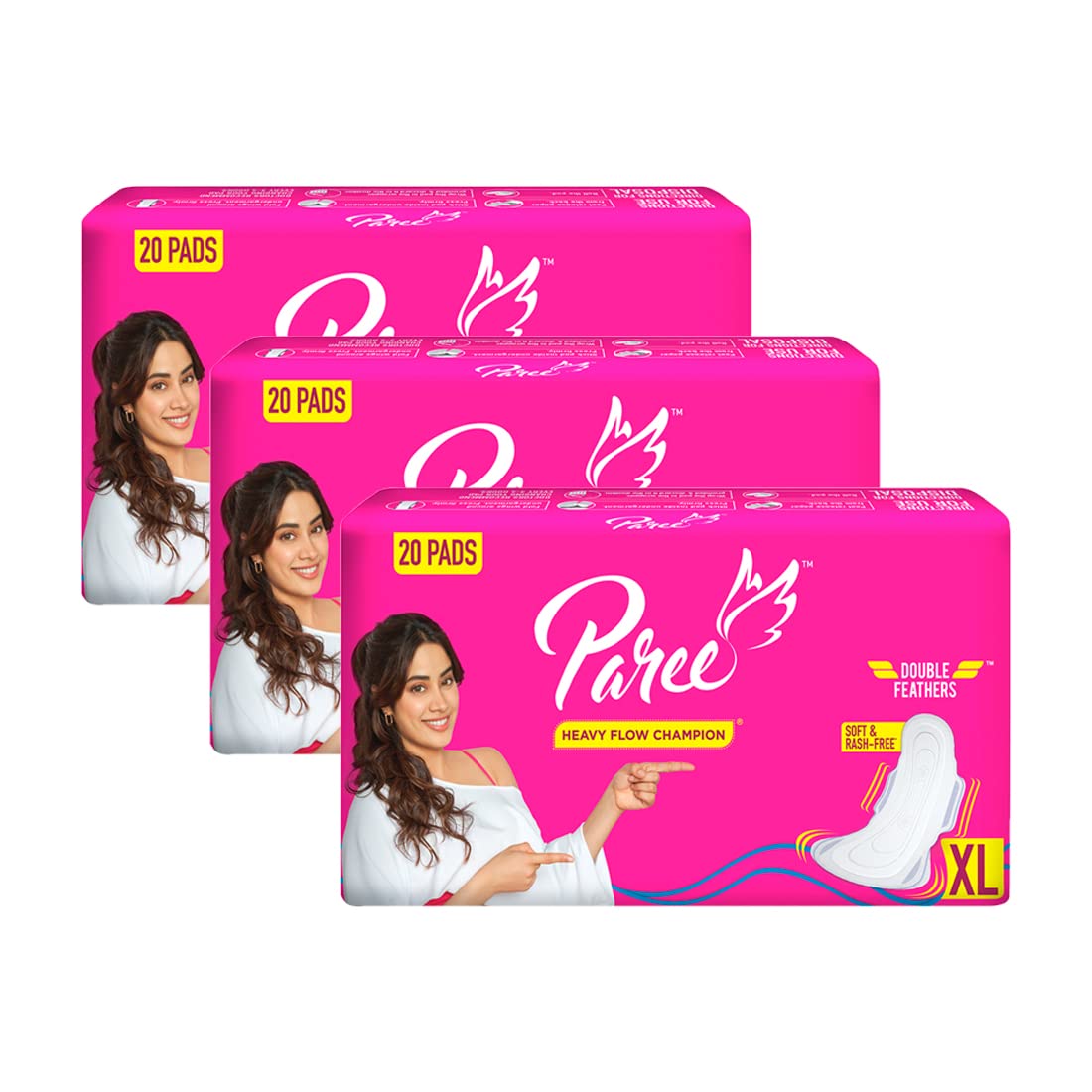Paree Soft & Rash Free Sanitary Pads for WomenXL 20 Pads Each