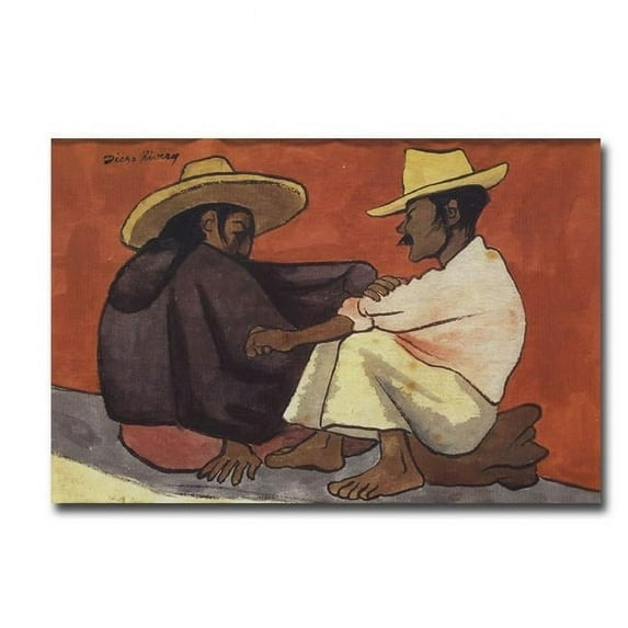 Pareja Indigena by Diego Rivera Premium Gallery-Wrapped Canvas Giclee Art - Ready-to-Hang, 16 x 24 in.