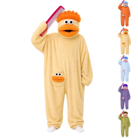 Parent-Child Christmas Pajama Set Funny Big Mouth Monster Matching Family Plush Hooded Jumpsuit Sleepwear Outfits Holiday Sleepwear Loungewear Sets,Kids(140)