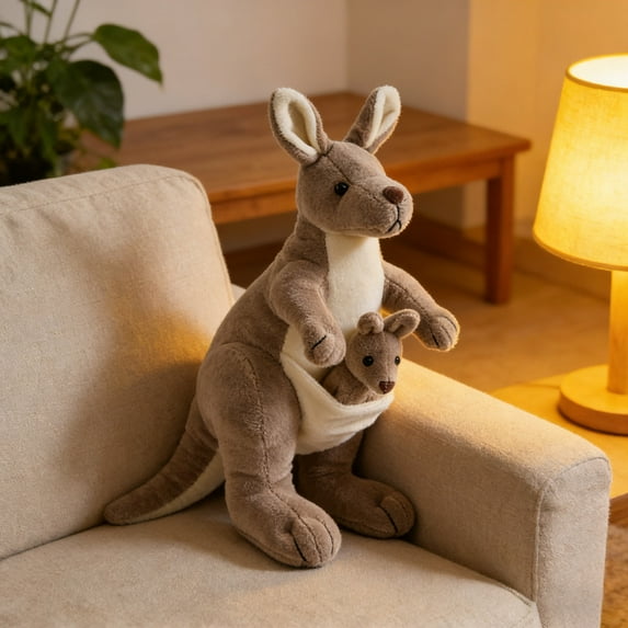 Parent Child Kangaroo Plush Toys Lifelike Valentine'S Gift Plush Plushie Birthday Present Realistic Stuffed Animals Cuddly Huggable Pillow Toy A - 28x10x5cm