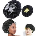 thumbnail image 1 of Parent Child Lace Satin Nightcap Imitation Silk Hair Design Cap for Kids and Adults Stylish Nighttime Accessory for Hair, 1 of 6