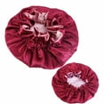 thumbnail image 1 of Parent Child Lace Satin Nightcap Imitation Silk Hair Design Sleeping Cap for Ladies and Kids, 1 of 7