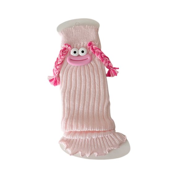 Parent-Child Quirky Sock Covers - Sausage Mouth Design, Contrast Color Long Tube Outer Wear Calf Socks, Pink