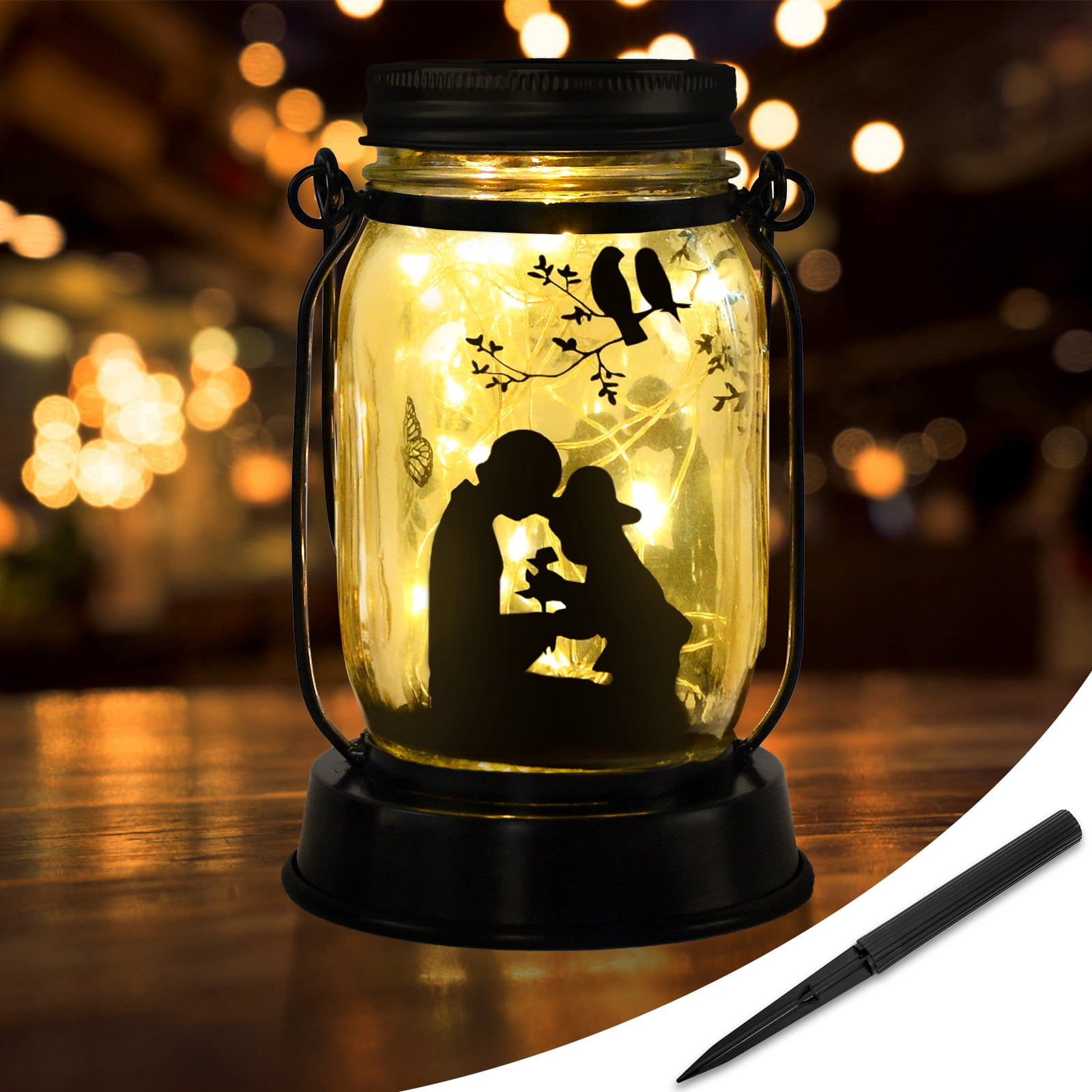 Parent-Child Solar Lanterns Mother's Day Gift Outdoor Garden Hanging Solar Lights Parent-Child Gifts for Women, Memorial Gifts Fairy Lights for Patio Yard Lawn Outside Decor Lamp