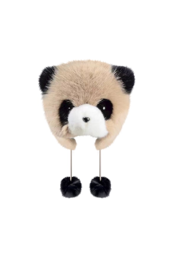 Parent-Child Winter Plush Hat Cute Panda Ears Ear Warmer Thickened Cap Khaki