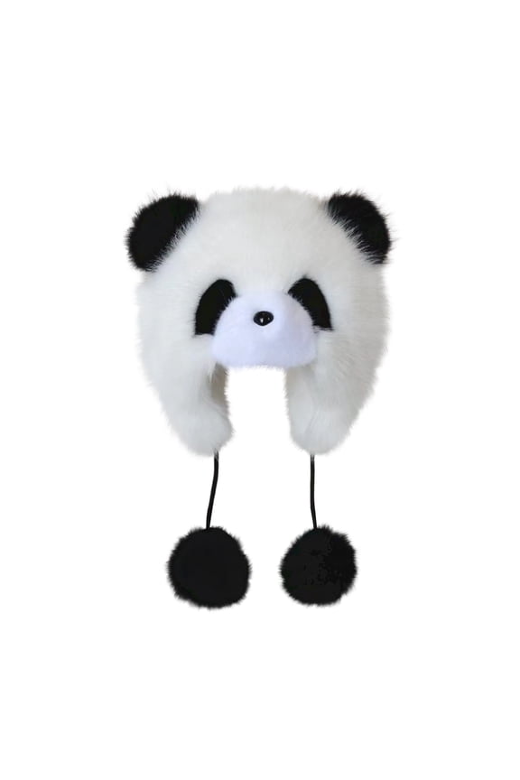 Parent-Child Winter Plush Hat Cute Panda Ears Ear Warmer Thickened Cap White