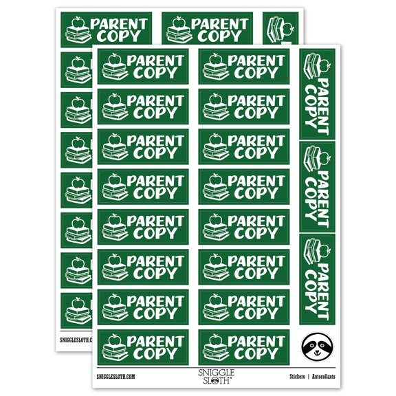 Parent Copy Teacher Student School Sticker Set - Dark Green - Gloss Finish - 2.00" Large