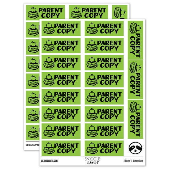 Parent Copy Teacher Student School Sticker Set - Light Green - Gloss Finish - 2.00" Large