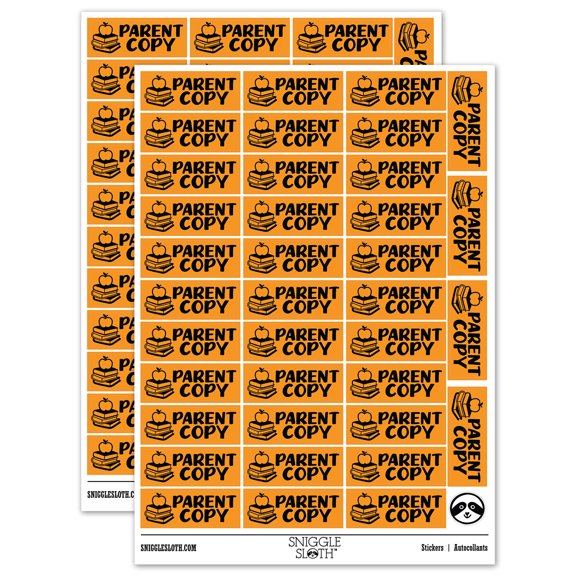 Parent Copy Teacher Student School Sticker Set - Orange - Matte Finish - 1.5" Small