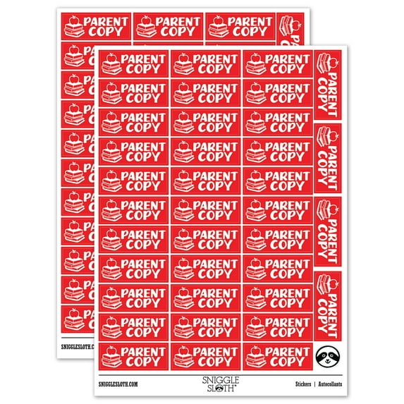 Parent Copy Teacher Student School Sticker Set - Red - Gloss Finish - 1.5" Small