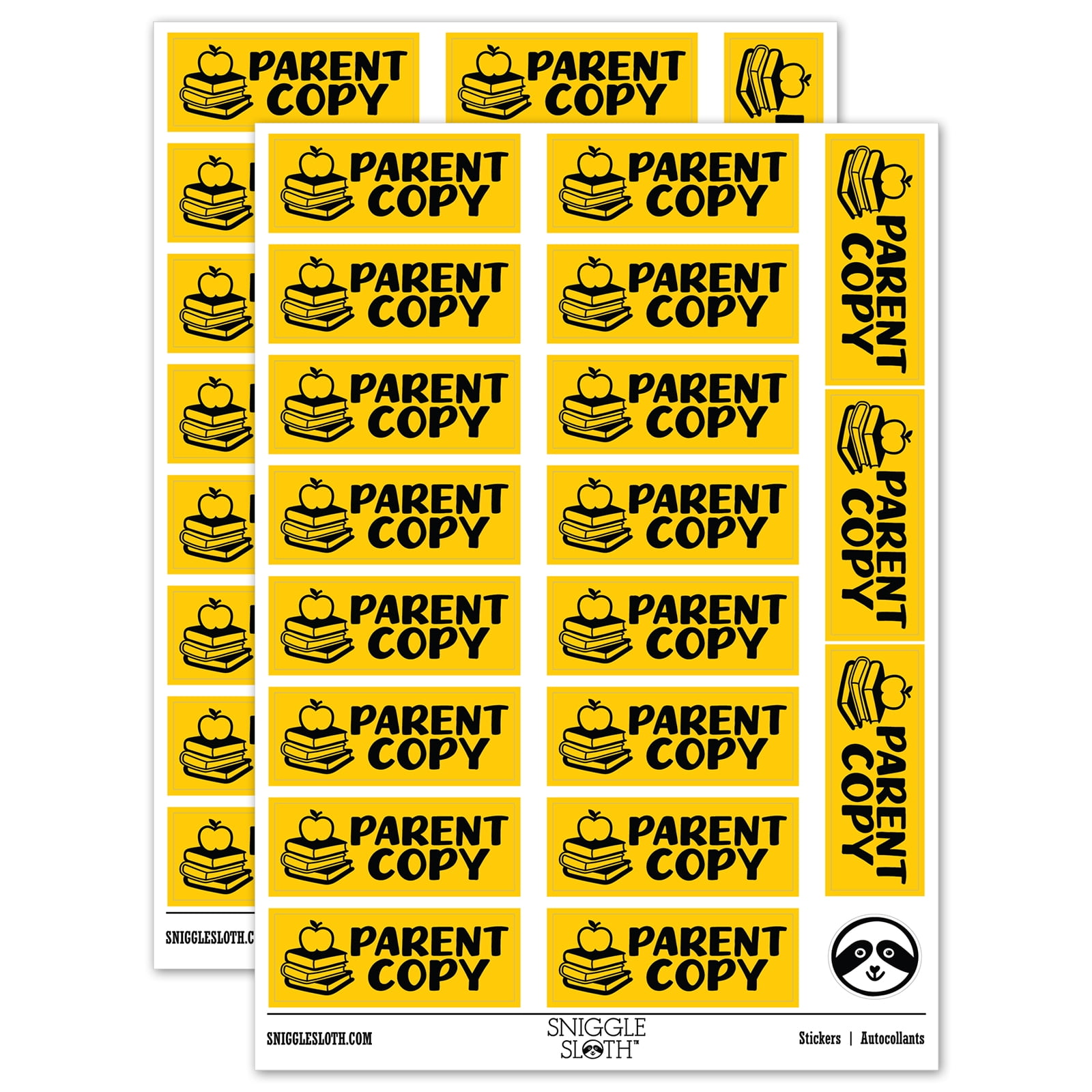 Parent Copy Teacher Student School Sticker Set - Yellow - Gloss Finish ...