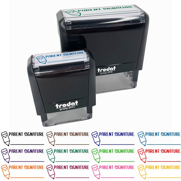 Parent Signature Teacher Student School Self-Inking Rubber Stamp Ink Stamper - Black Ink - Large 2-3/4 Inch