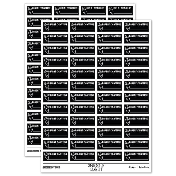 Parent Signature Teacher Student School Sticker Set - Black - Matte Finish - 1.25" Mini