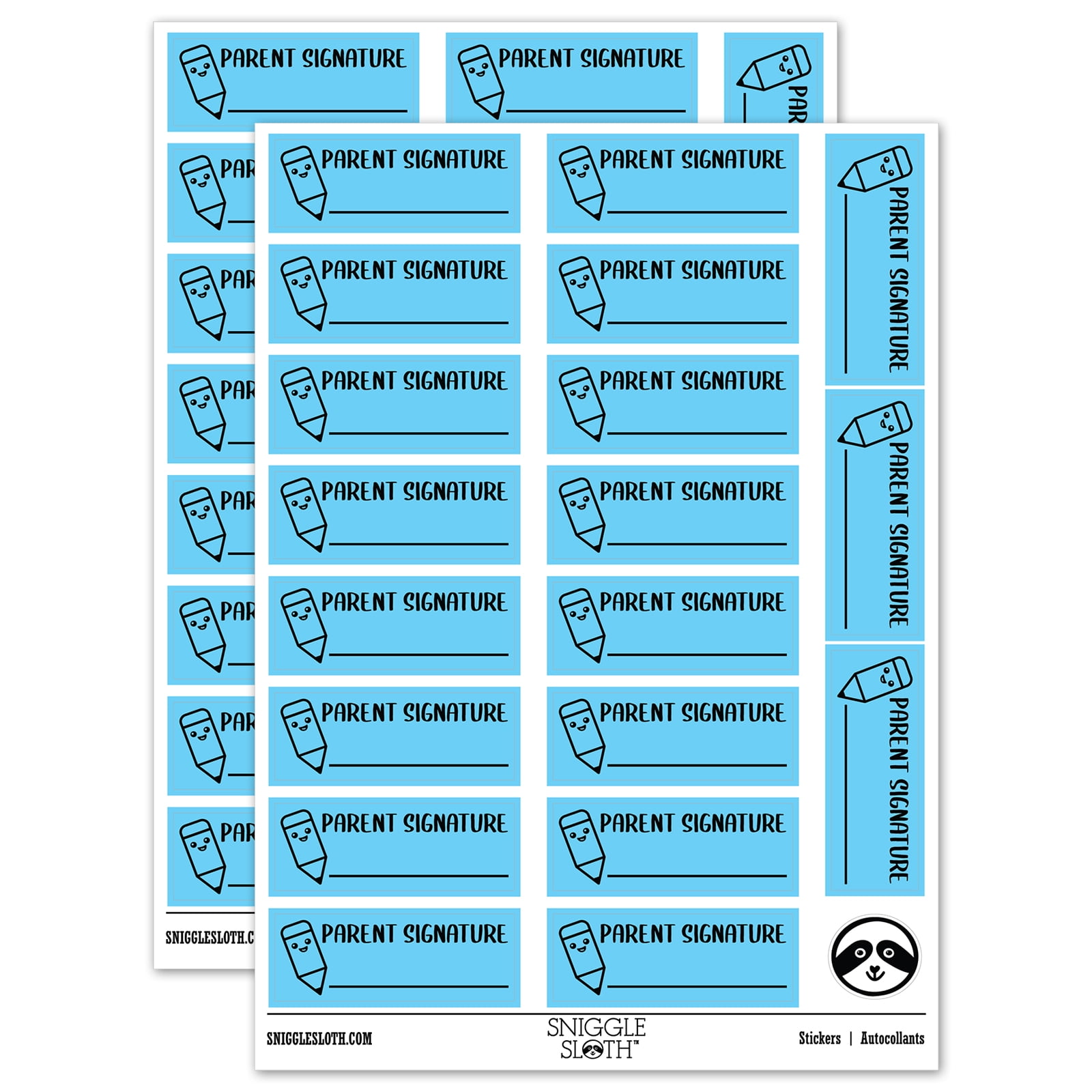 Parent Signature Teacher Student School Sticker Set - Light Blue ...