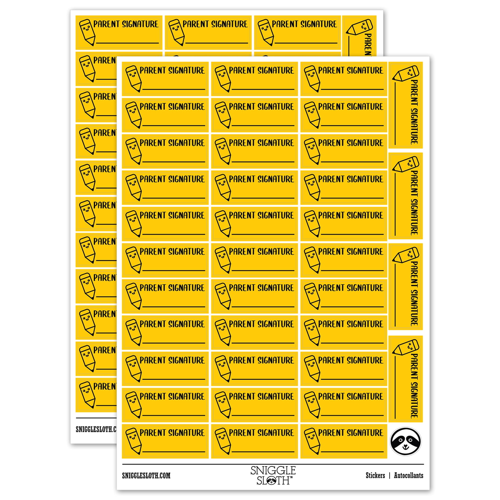 Parent Signature Teacher Student School Sticker Set - Yellow - Matte ...