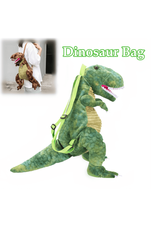 Parent-child Stuffed Animal Plushie, Dinosaur Bag for Kids, Animal Toy Childish Backpack, Green Alligator Plush Toy Book Bag