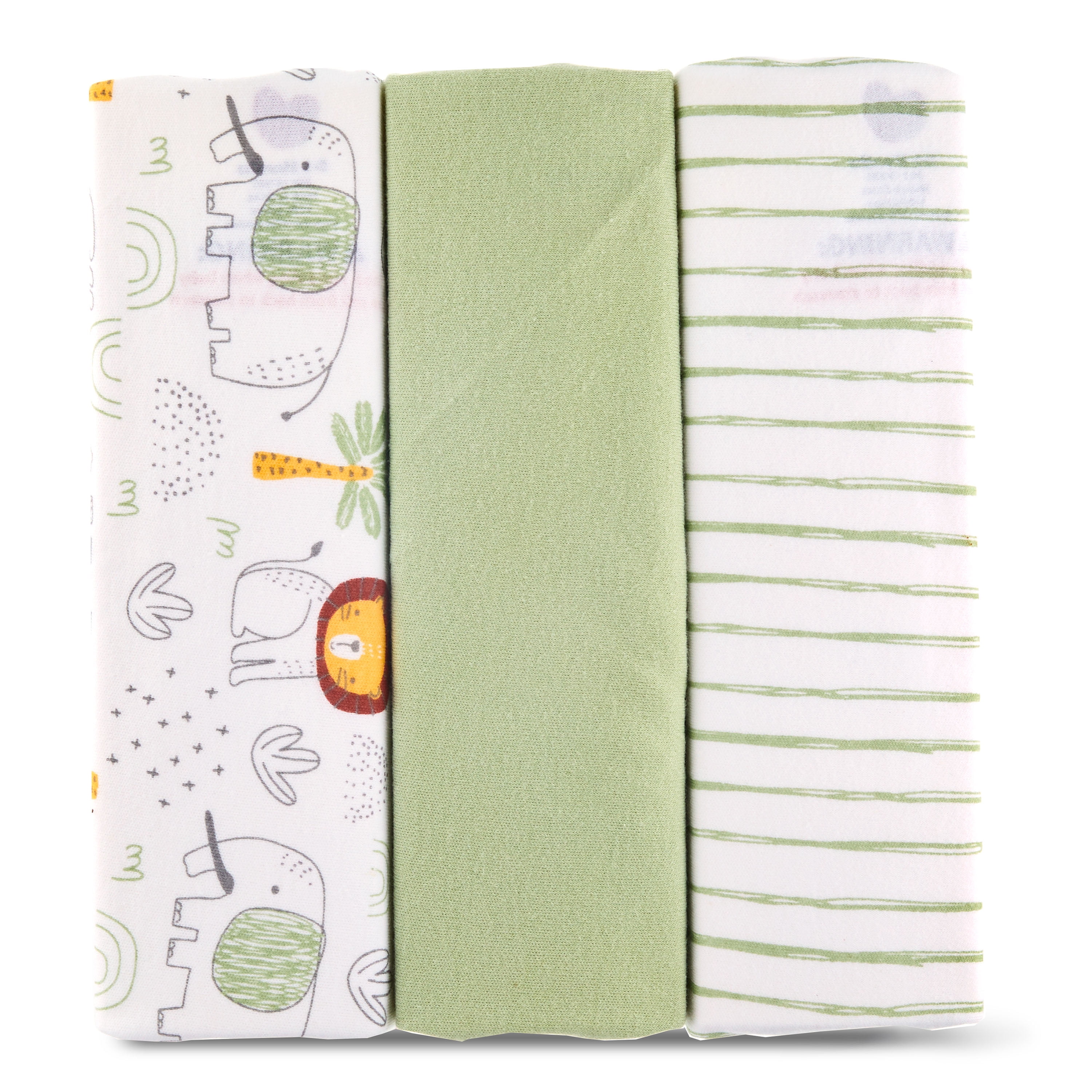 Parent's Choice 100% Cotton 3-Pack Adjustable Baby Wrap Swaddles for Boys or Girls, Jungle Print, 22" x 27"