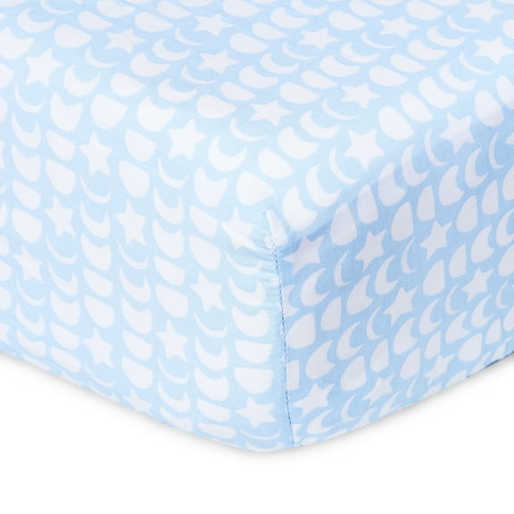 Parent's Choice 100% Cotton Infant Fitted Crib Sheet, Blue Moon Phases
