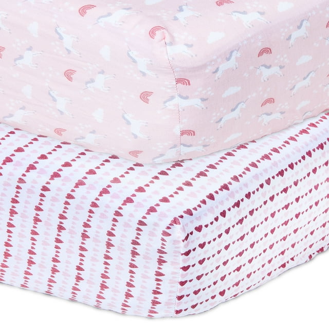 Parent's Choice 2Pack Cotton Fitted Crib Sheets for Baby Girls Crib