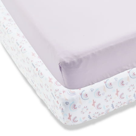 Parent's Choice Fitted Crib Sheets, Purple Rainbow, 2 Pack