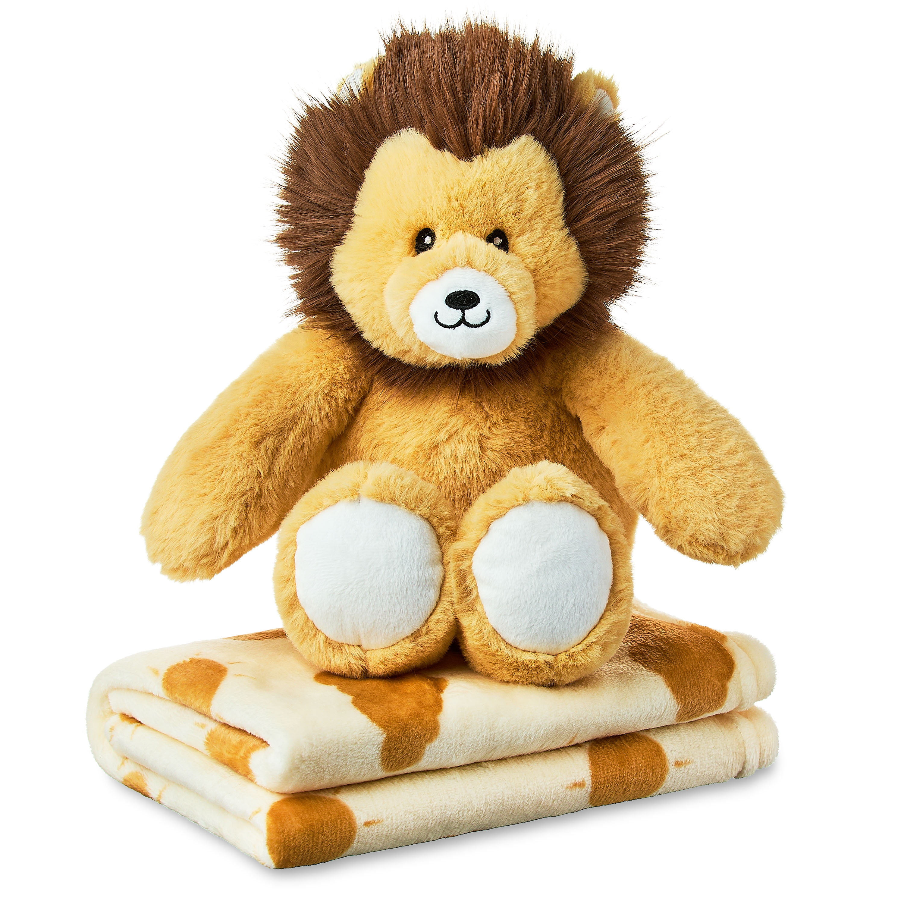 Parent's Choice 2-Piece Polyester Baby Blanket & Lion Plush Toy Set, Yellow, 30 in x 40 in