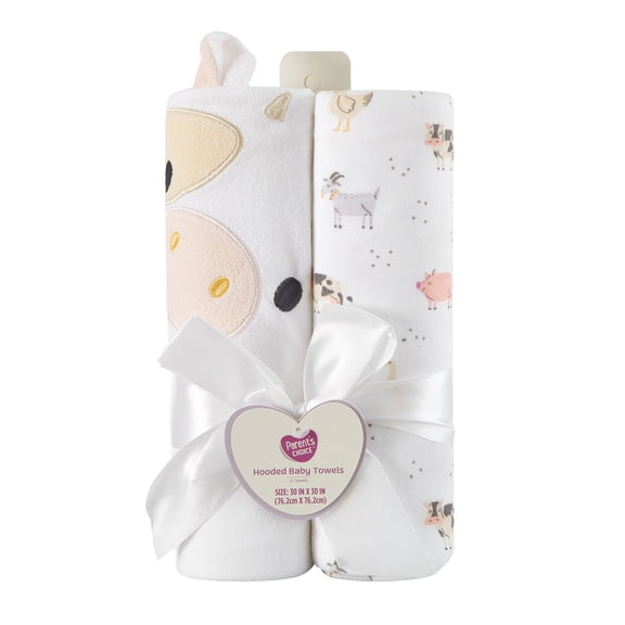 Parent's Choice 30" x 30" Cow Hooded Towel, 2 Pack