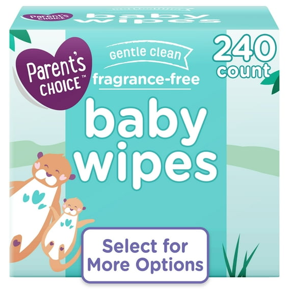 Parent's Choice Gentle Clean Aloe Baby Wipes, 3 Flip-Top Packs (240 Total Wipes)