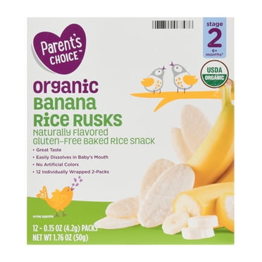 Parent's Choice 2nd Stage Banana Baked Rice Snack Rice Rusks 6+ Months, 1.76 oz