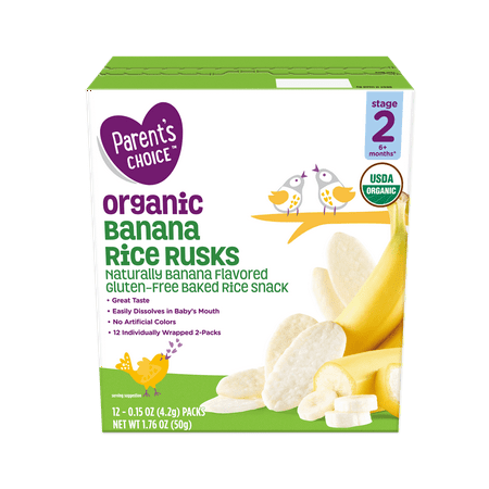 Parent's Choice 2nd Stage Banana Baked Rice Snack Rice Rusks 6+ Months, 1.76 oz