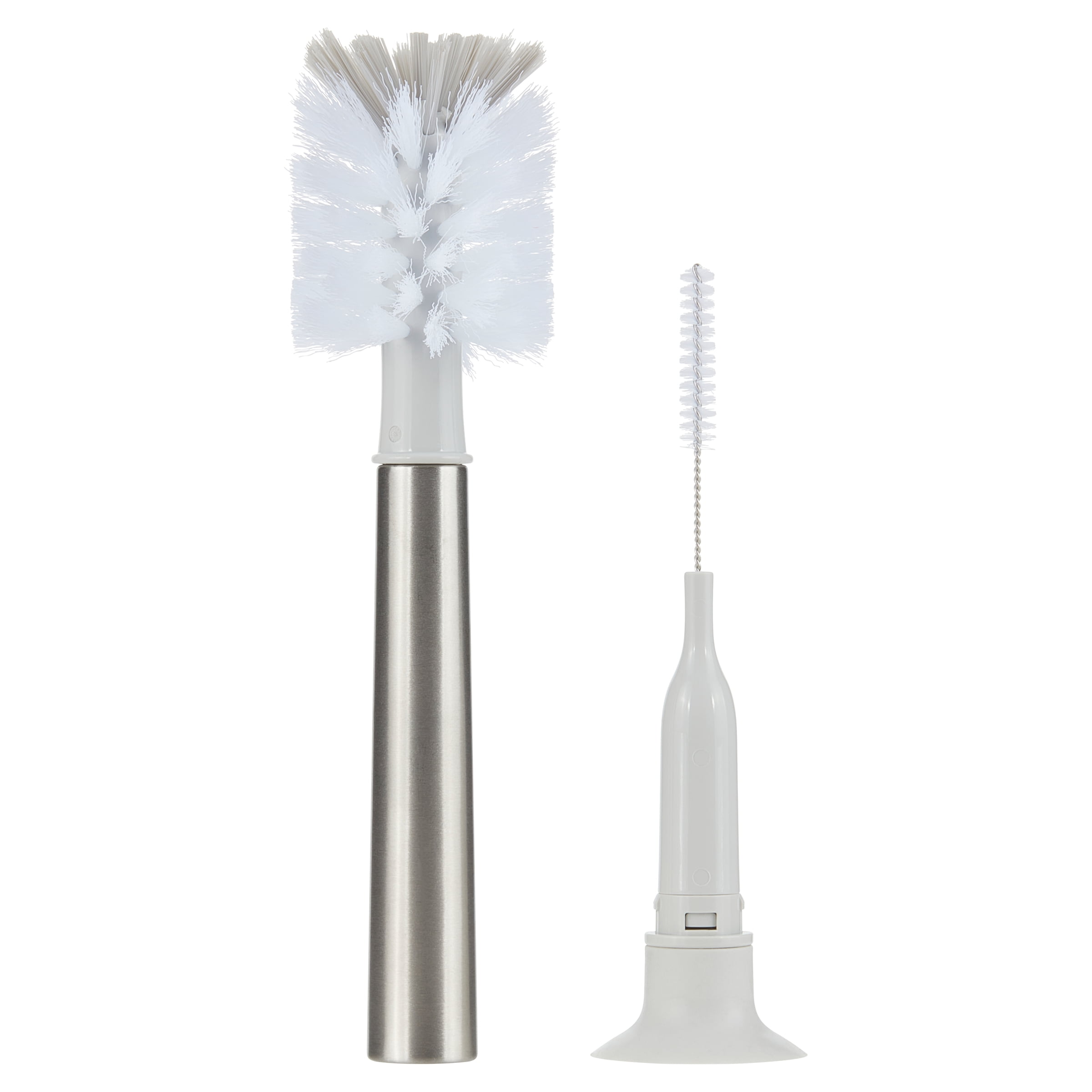 Parent's Choice Brush Breaks Long Handle Stainless Bottle Brush Cleaning Kit with Bottle Brush, Straw Brush, Nipple Brush, 2.63 in, Gray, 1 Piece