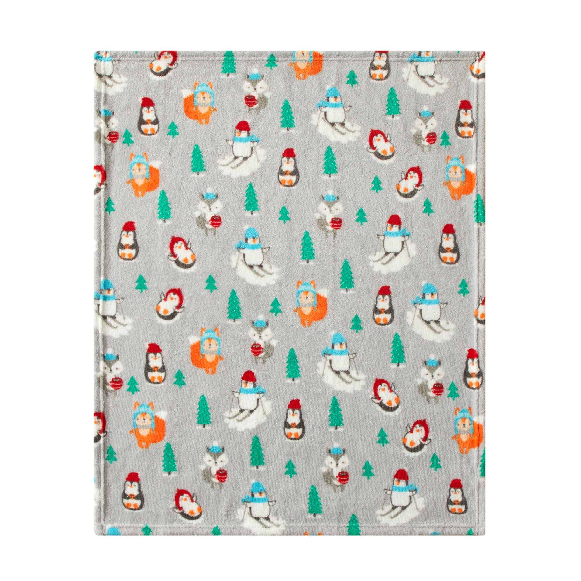 Parent's Choice 30" x 36" Penguin Plush Baby Blanket, Grey