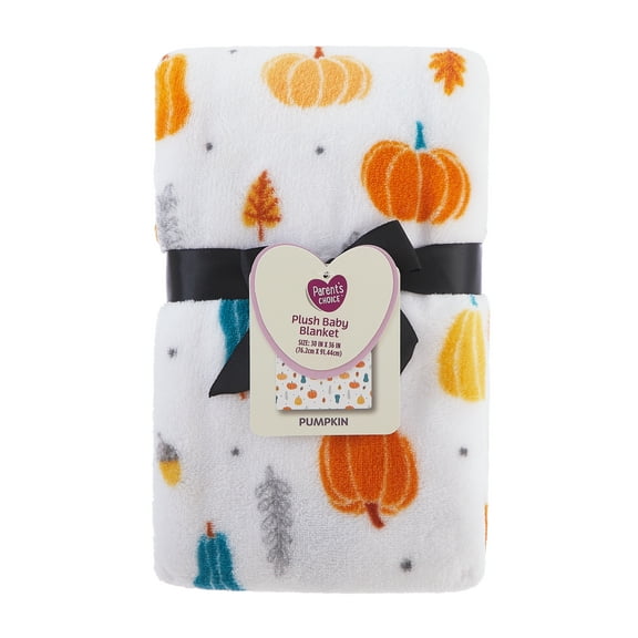 Parent's Choice 30" x 36" Pumpkin Baby Blanket, White