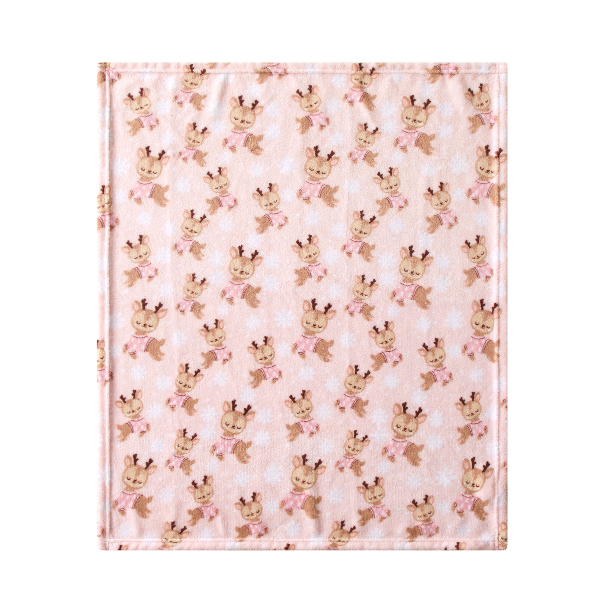 Parent's Choice 30" x 36" Reindeer Plush Baby Blanket, Pink