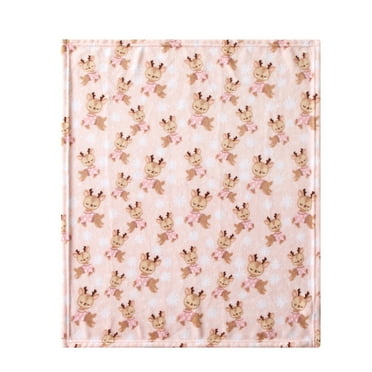 Parent's Choice 30" x 36" Reindeer Plush Baby Blanket, Pink