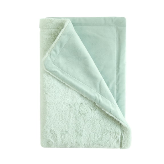 Parent's Choice 30" x 40" Reverse Backdye Faux Fur to Micromink Baby Blanket, Green