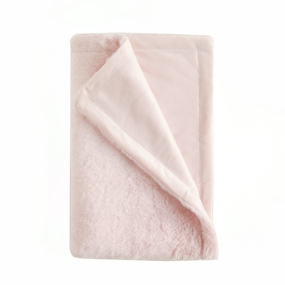 Parent's Choice 30" x 40" Reverse Backdye Faux Fur to Micromink Baby Blanket, Pink