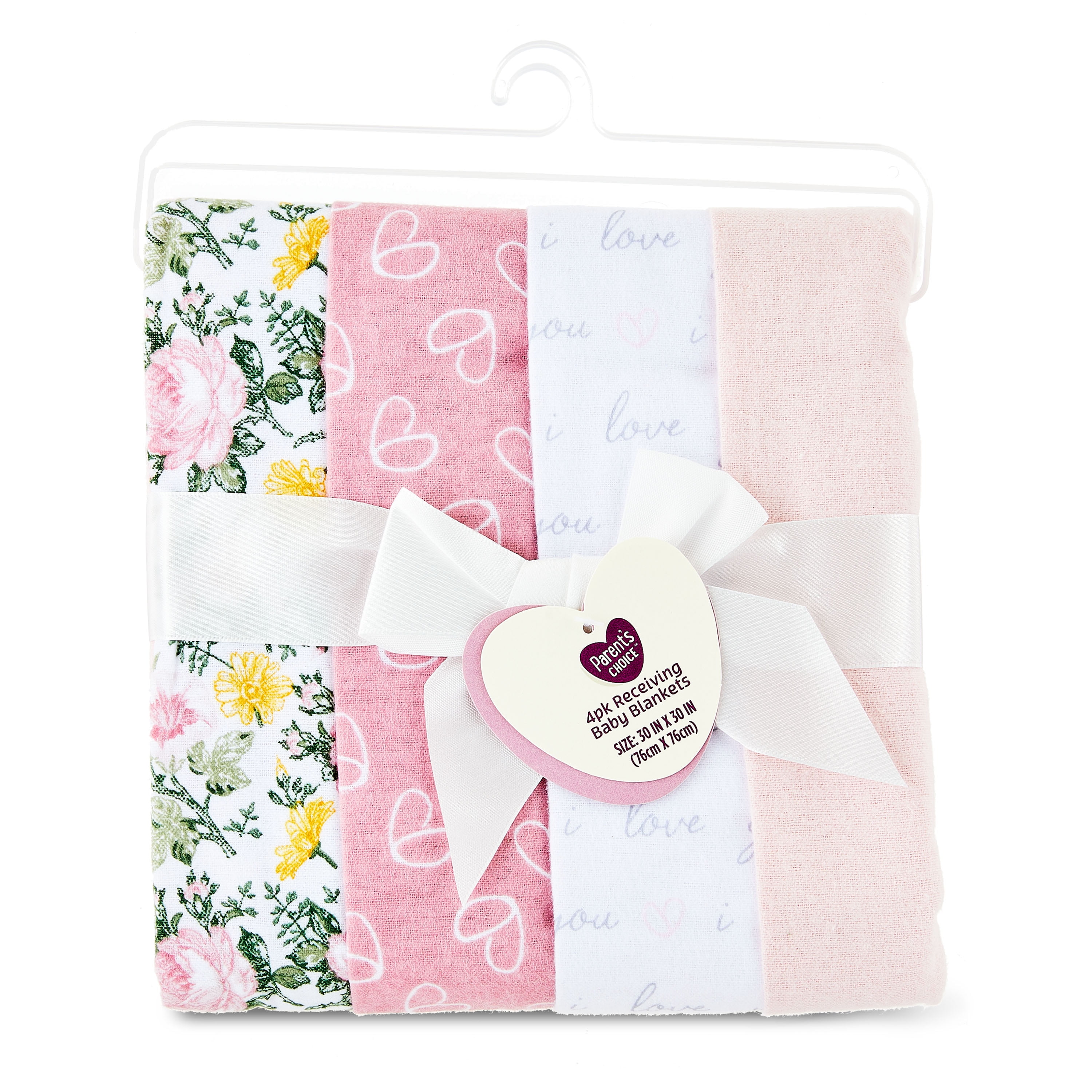 Pink and White Cotton Flannel Baby Blankets Set of 4