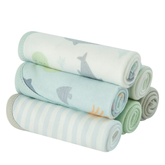 Parent's Choice 9"x9" Whale Washcloths, 6 Pack