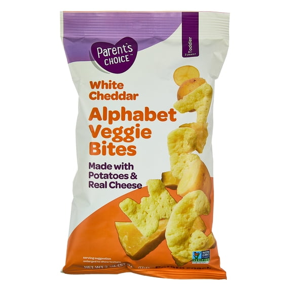 Parent's Choice White Cheddar Alphabet Veggie Bites Toddler Snacks, 2 oz Pouch