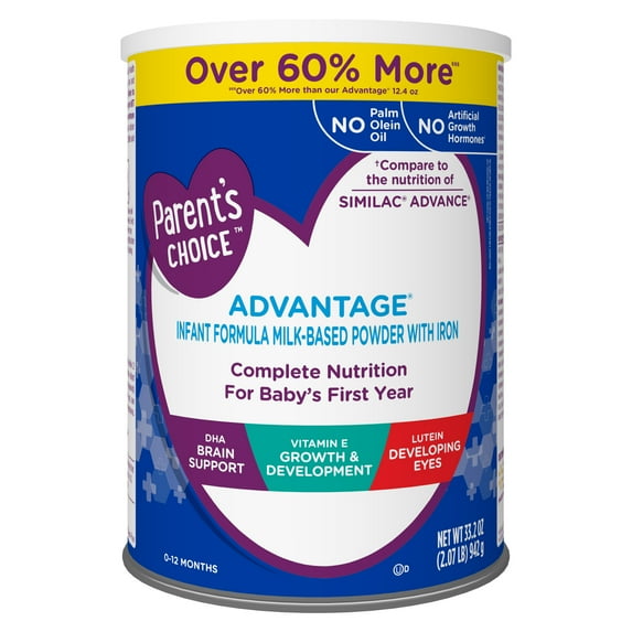 Parent's Choice Advantage Infant Formula Powder with Iron, DHA, Lutein & Vitamin E, 33.2 oz