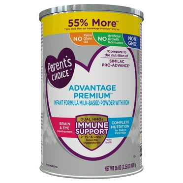 Parent's Choice Advantage Premium Powder Baby Formula, Non-GMO with Iron, 36 oz Canister