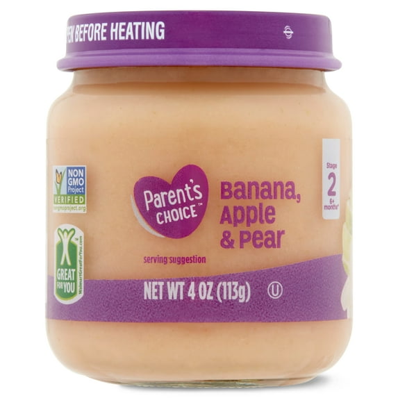Parent's Choice Banana, Apple & Pear Stage 2 Baby Food, 4 oz