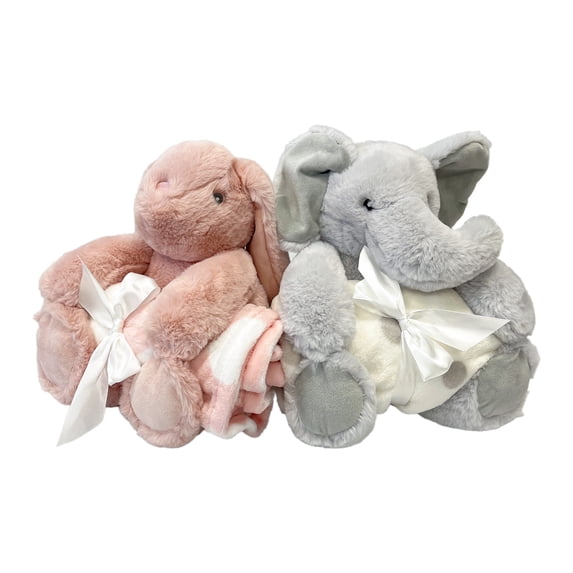 Parent's Choice Baby & Toddler Pink & White Hearts Blanket and Plush Bunny Toy Set for Baby, Unisex