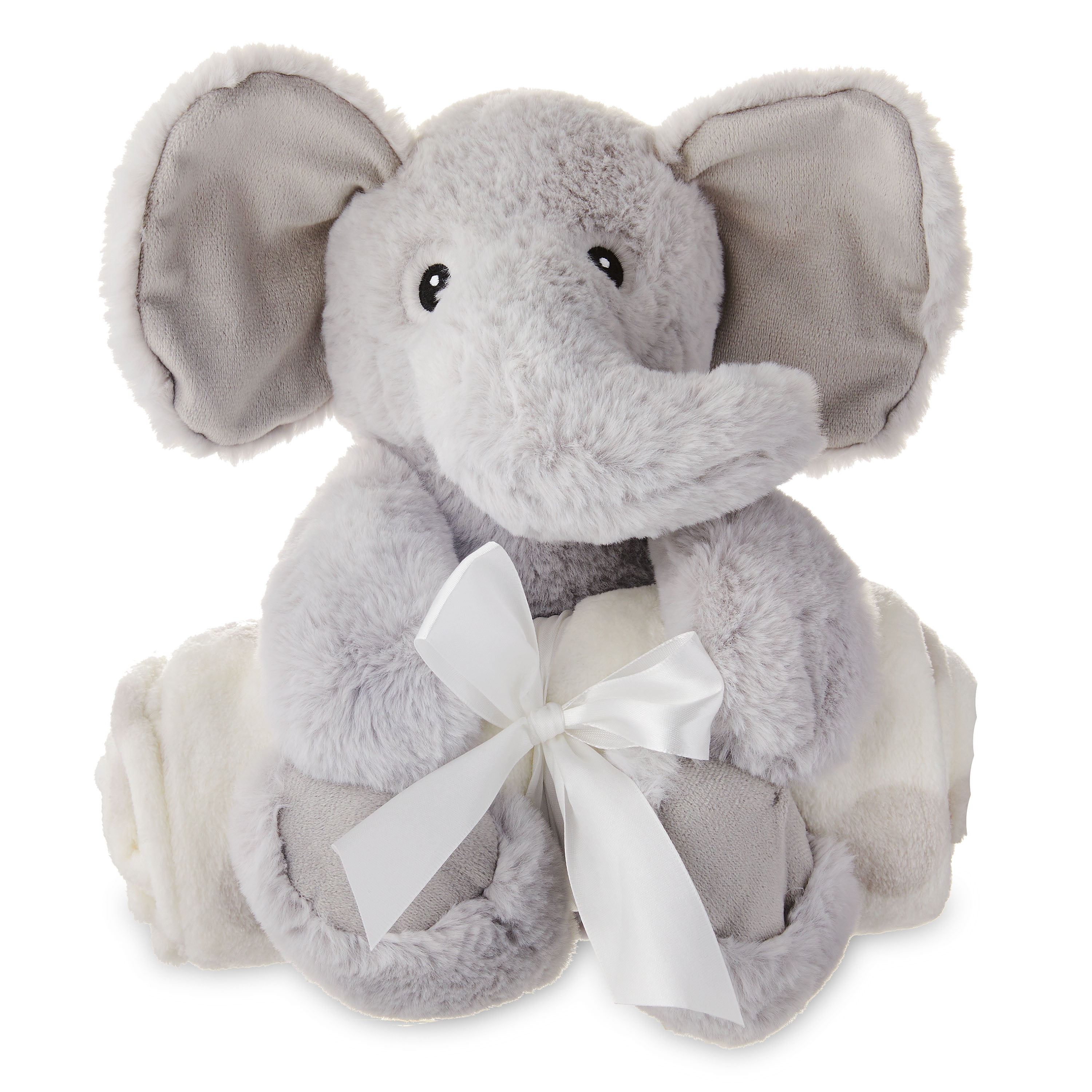 Parent s Choice Baby Toddler White Gray Dots Blanket and Plush Elephant Toy Set for Baby Boy or Baby Girl Walmart