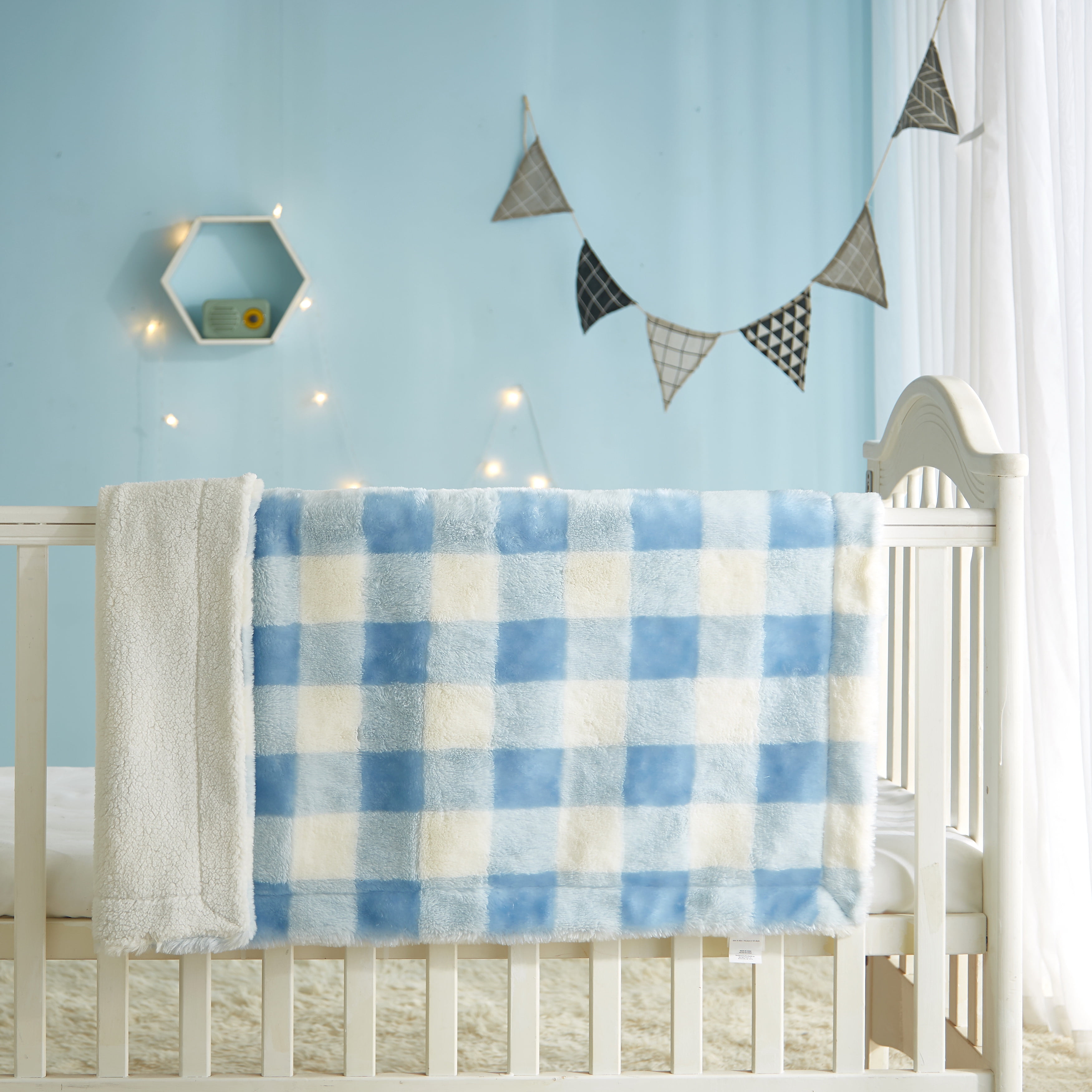 Blue buffalo plaid crib bedding new arrivals