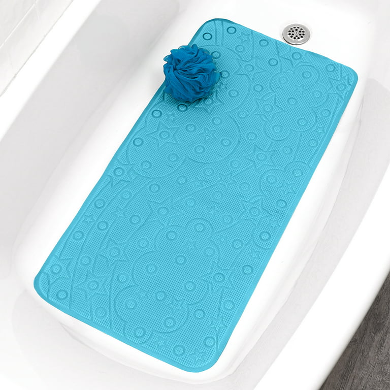 Parent's Choice Blue Embossed PVC Non-Slip Bath Mats, 17.5 x 35.75,  Unisex Bath Mat 
