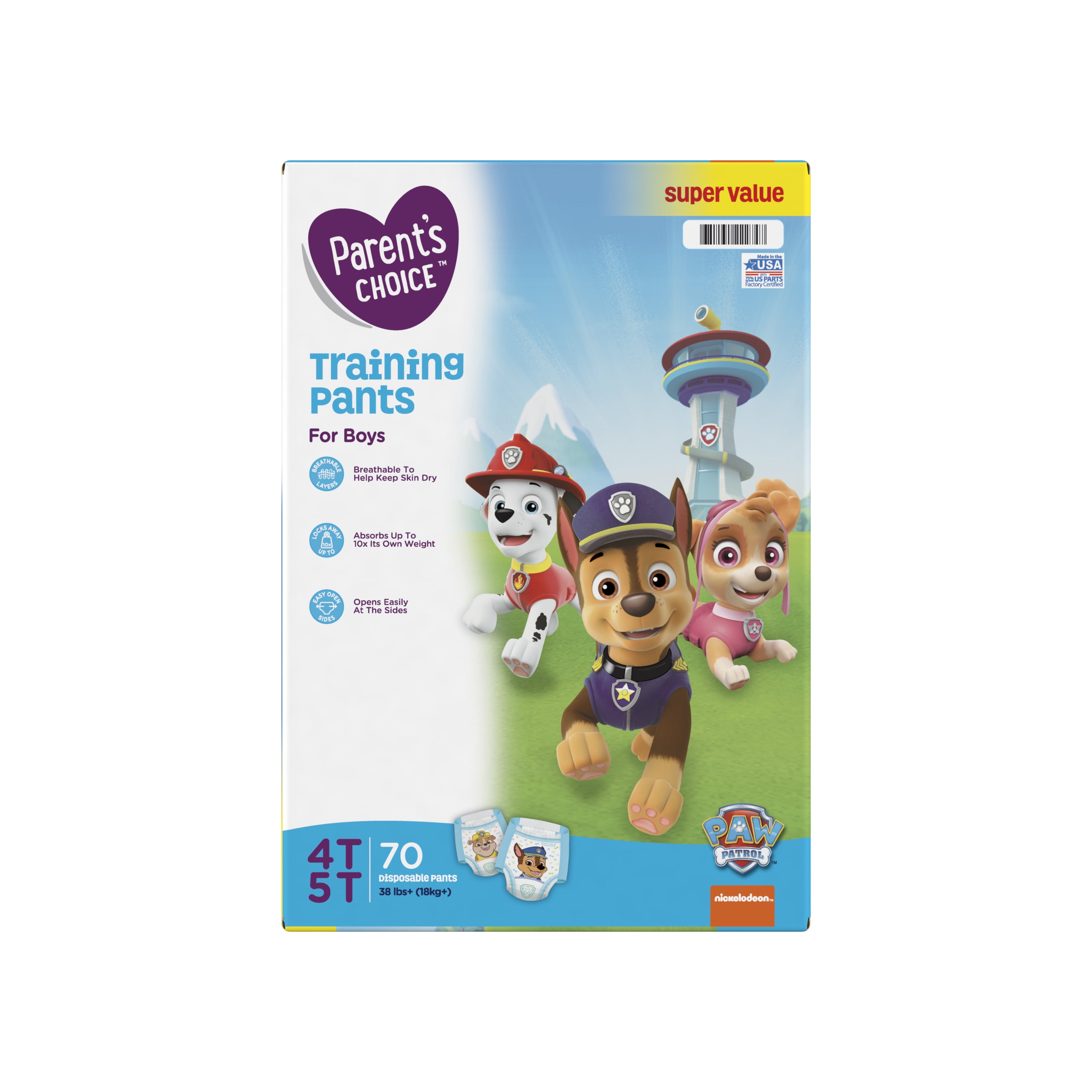 Parent's Choice Boys Training Pants, 4T - 5T, 70 Count