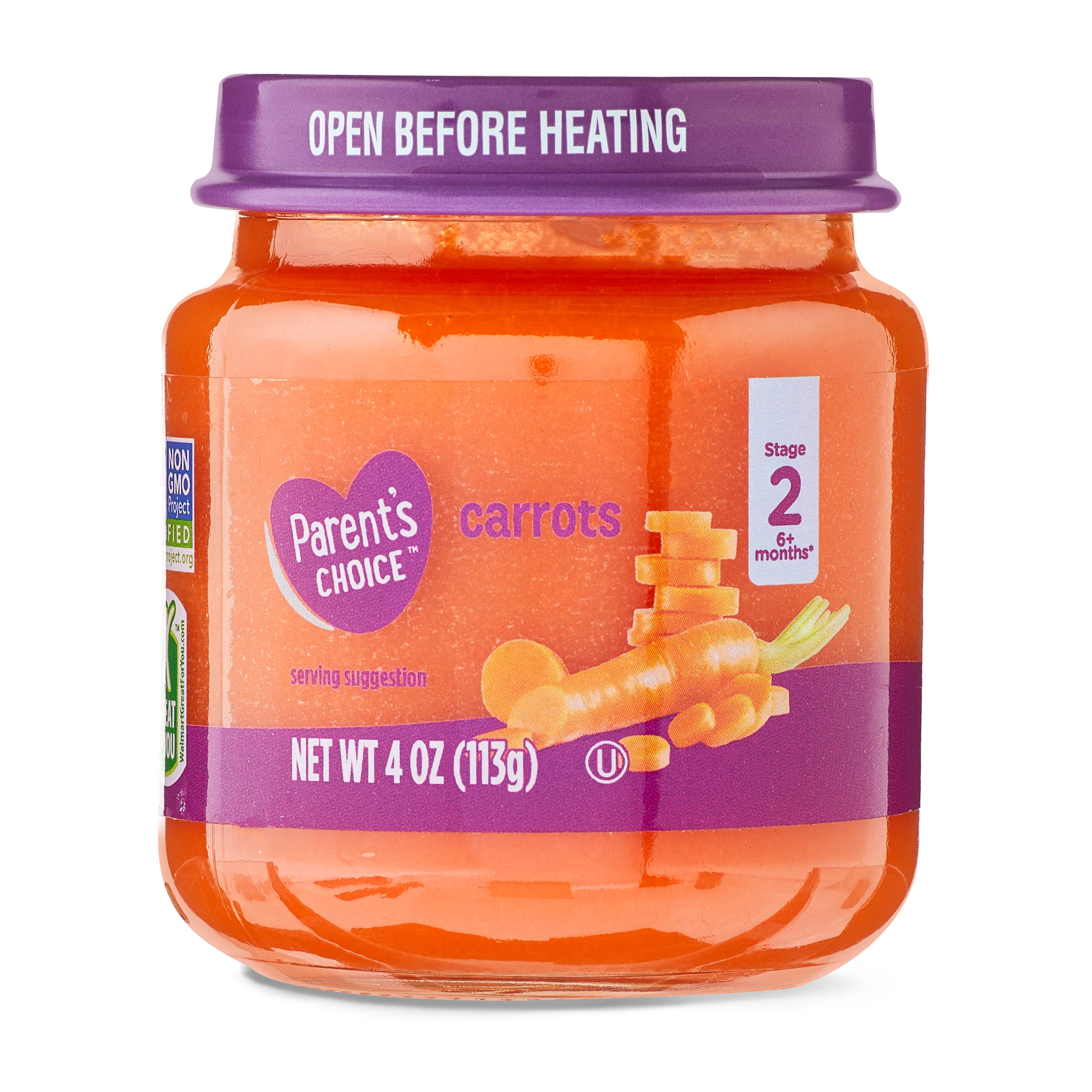 Parent's Choice Carrots Baby Food, Stage 2, 4 oz Jar