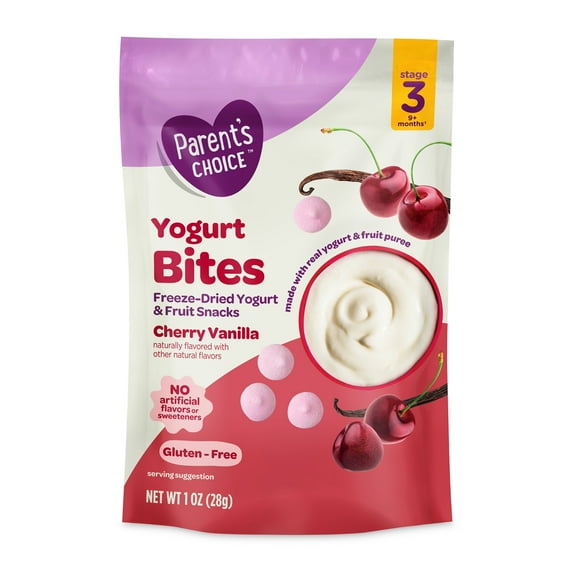 Parent’s Choice™ Cherry Vanilla Stage 3 Toddler Yogurt Bites Snack, 1 oz Pouch